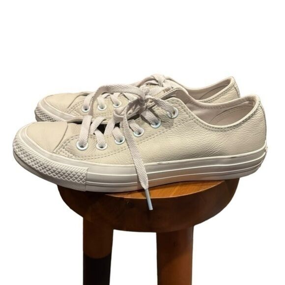 CONVERSE low top sneakers shoes leather light grey iridescent 8 - Picture 1 of 5